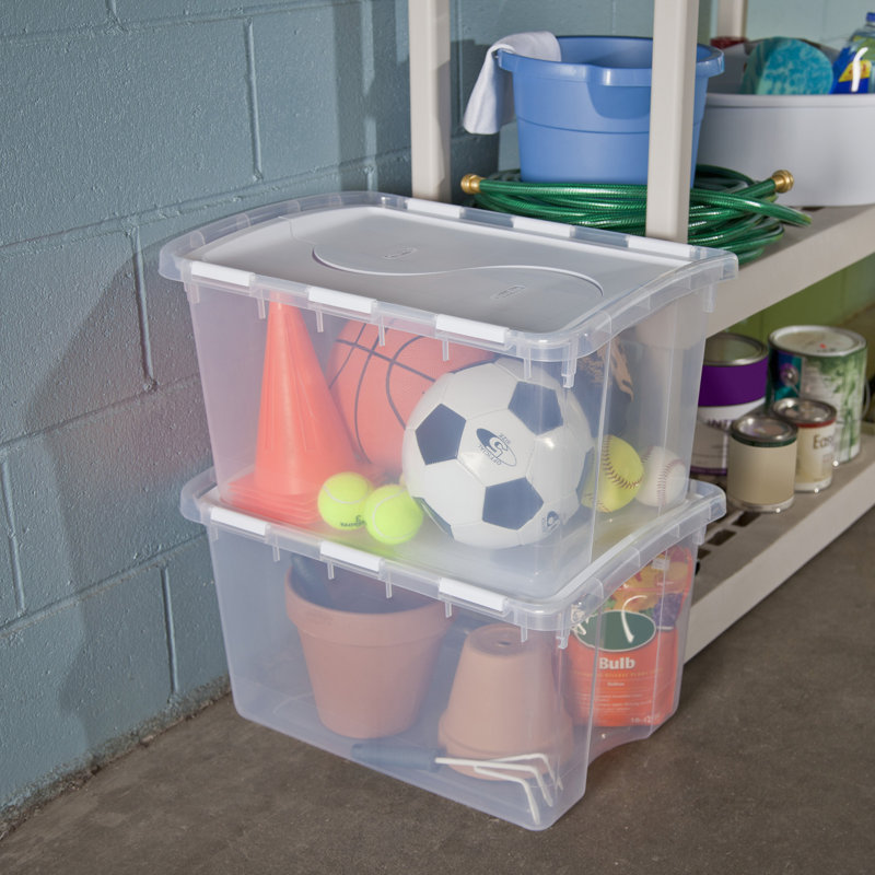 Sterilite Storage Box, Stackable Bin with Lid, Plastic Container to Organize Shoes and Crafts on Closet Shelves