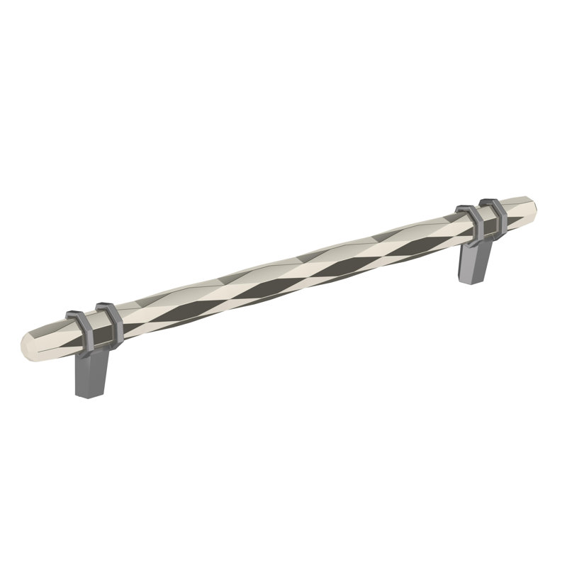 Poignée d'armoire London Chrome, Nickel poli / chrome noir, 8"