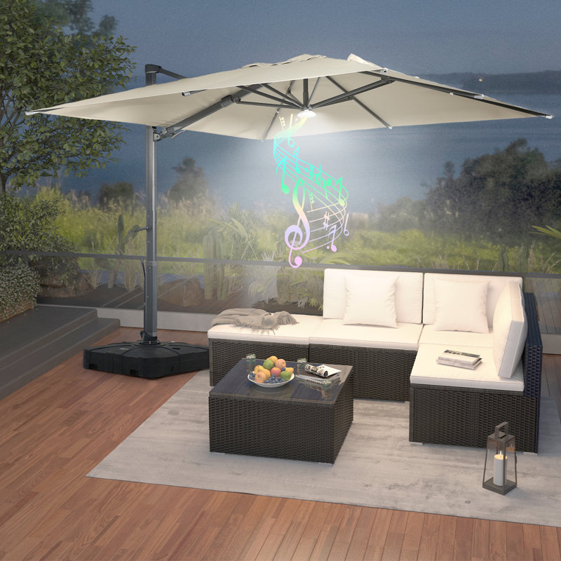 Parasol en porte-à-faux carré de 10 pi Miye, Brun clair