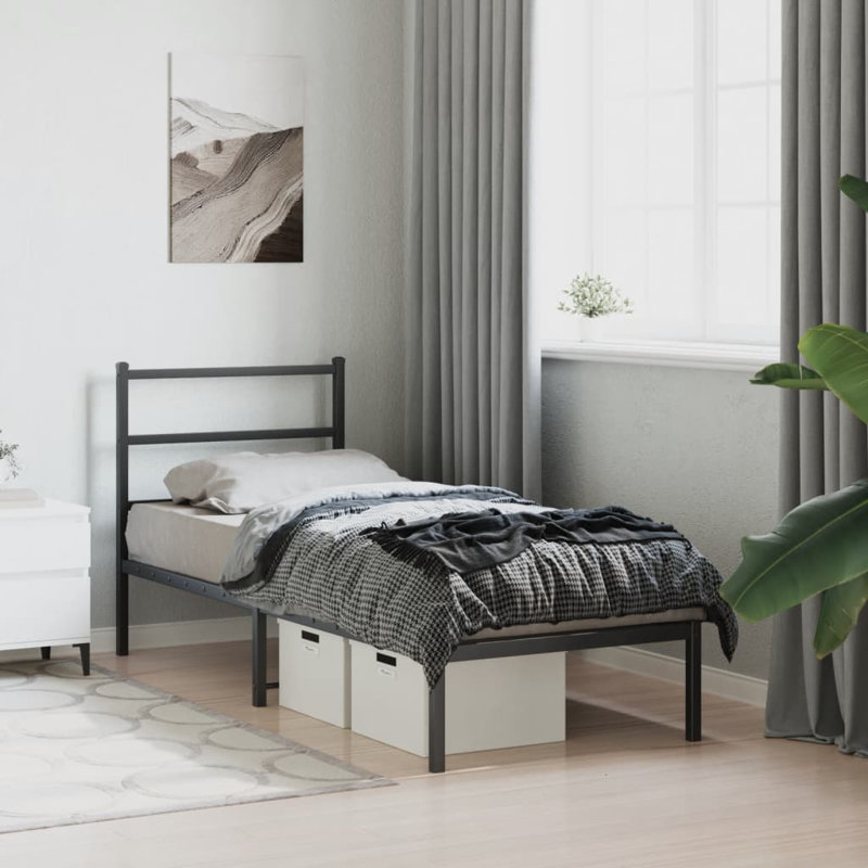 Metal Bed, Black, 80 x 200 cm
