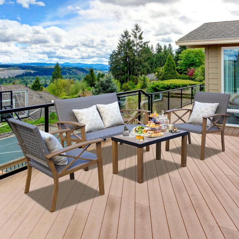 Ensemble de canapés de patio modernes en aluminium, coussins confortables, parfaits pour recevoir