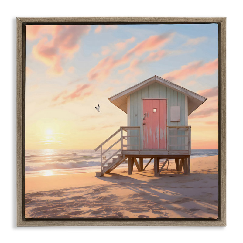 Pink Door Beach Hut Floating Frame, design by LSR Design Studio, Montalcino Elm Floater Frame, 18" H x 18" W