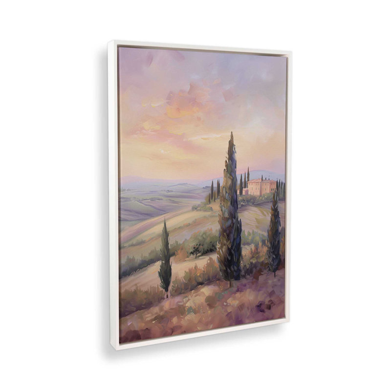 " Tuscan Sunrise Splendour V3 " by Golden Glow Interiors, Opaque White Floater Framed, 32" H x 22" W x 1.75" D