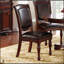 Table de salle à manger classique Majestic Classic et 4 chaises d'appoint, ensemble 5 pièces brun avec base piédestal et revêtement en similicuir