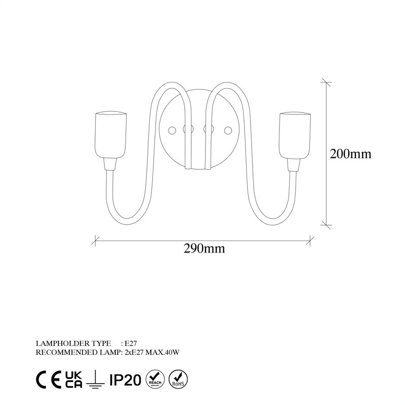 Lampe murale industrielle élégante, finition noire et antique, 11,4 po x 5,9 po x 7,9 po | Corps en métal durable, 2 x douilles E27 (40 W maximum) | Parfait pour la décoration intérieure moderne, la conception abstraite, idéal pour l'éclairage du s