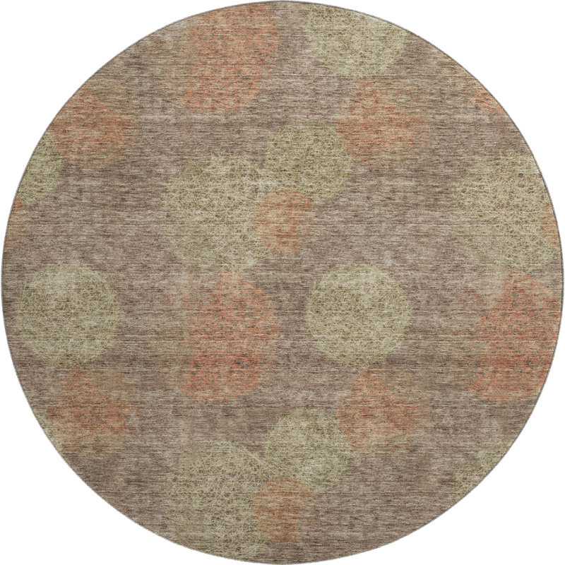 Premium Machine Washable Prisco Brown Rug, Round 8'