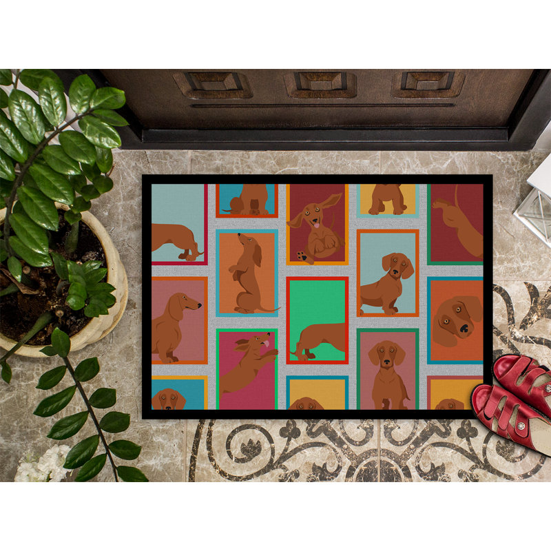 Lots of Red Dachshund Doormat 18x27, L 18 po x L 27 po