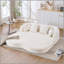 Canapé-lit 2 en 1 pliable, canapé-lit convertible pliable sans os de 70 pouces, 4 coussins pour le salon, blanc laiteux-129158329