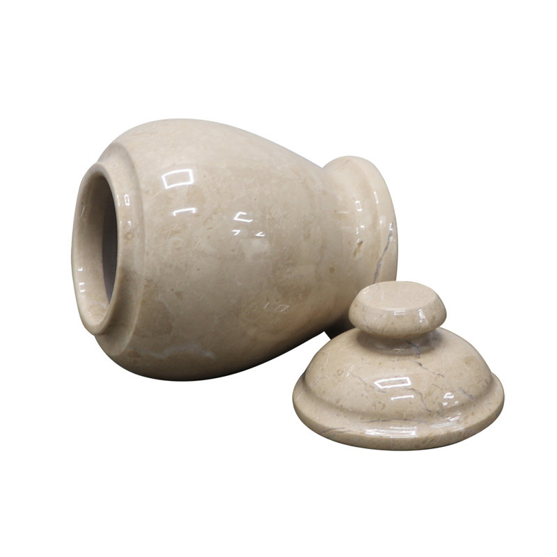 Marble Keepsake Cremation Urn For Ashes, Beige