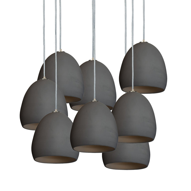Luminaire en grappe à 8 lumières Clay, DEL, H 96 po, Nickel