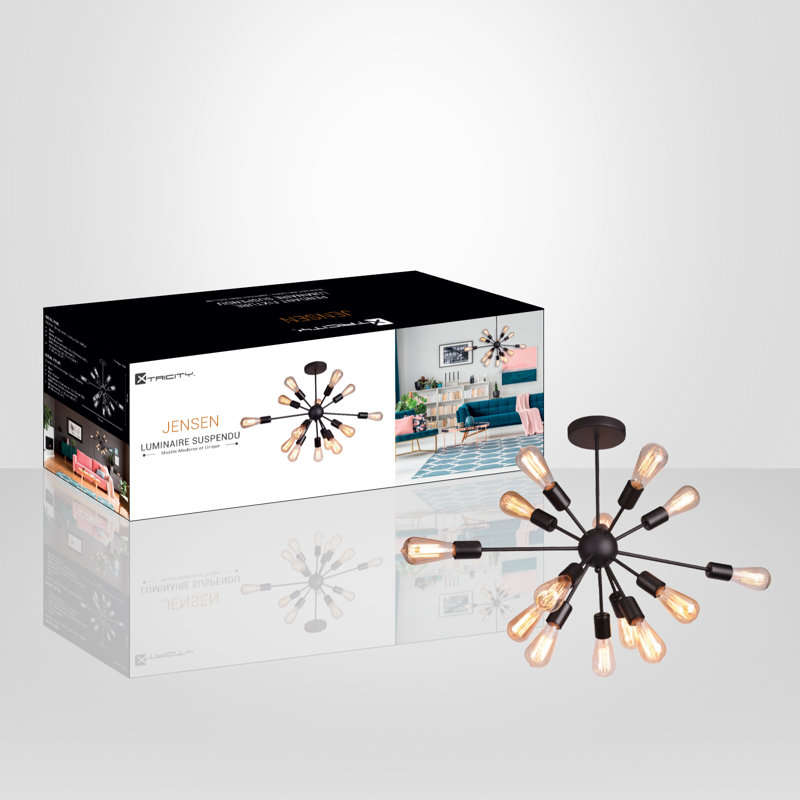 Luminaire suspendu à ampoule unique 14 lumières Jensen