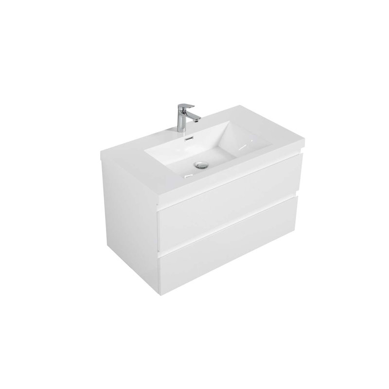 Meuble-lavabo simple 35,43 po avec plateau en résine Anmarie