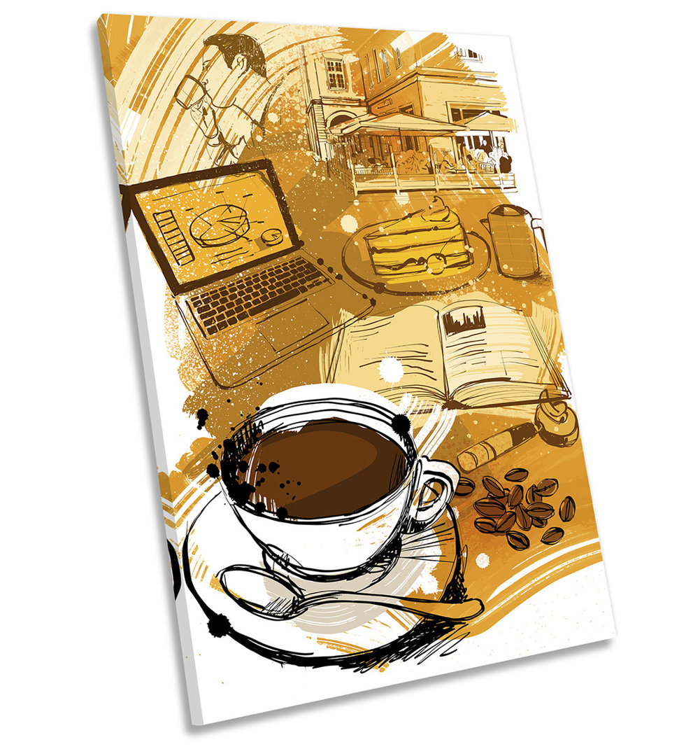 Coffee Shop Cup Café - Wrapped Canvas Painting