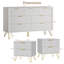 Ensemble de chambre à coucher avec lit cannelé 3 pièces, commode 7 tiroirs et 2 tables de chevet-820211503