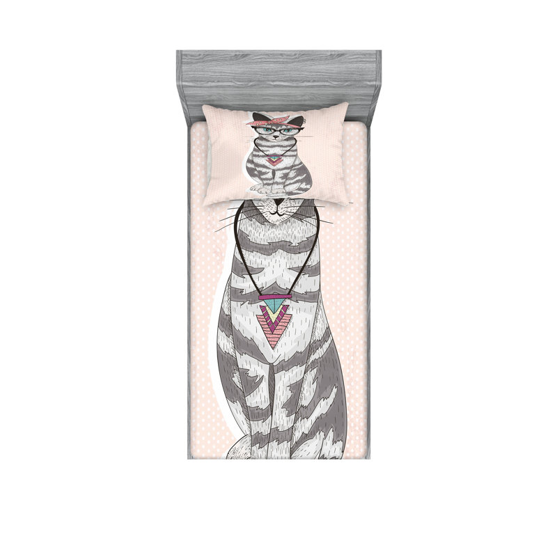 Drap-housse pour chat Ambesonne, Twin Sheet Set + 3 Additional Pieces