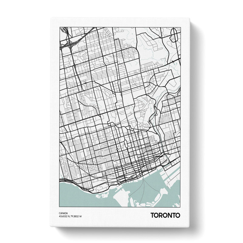 Map Toronto Canada - Wrapped Canvas, 60cm H x 40cm W x 3cm D