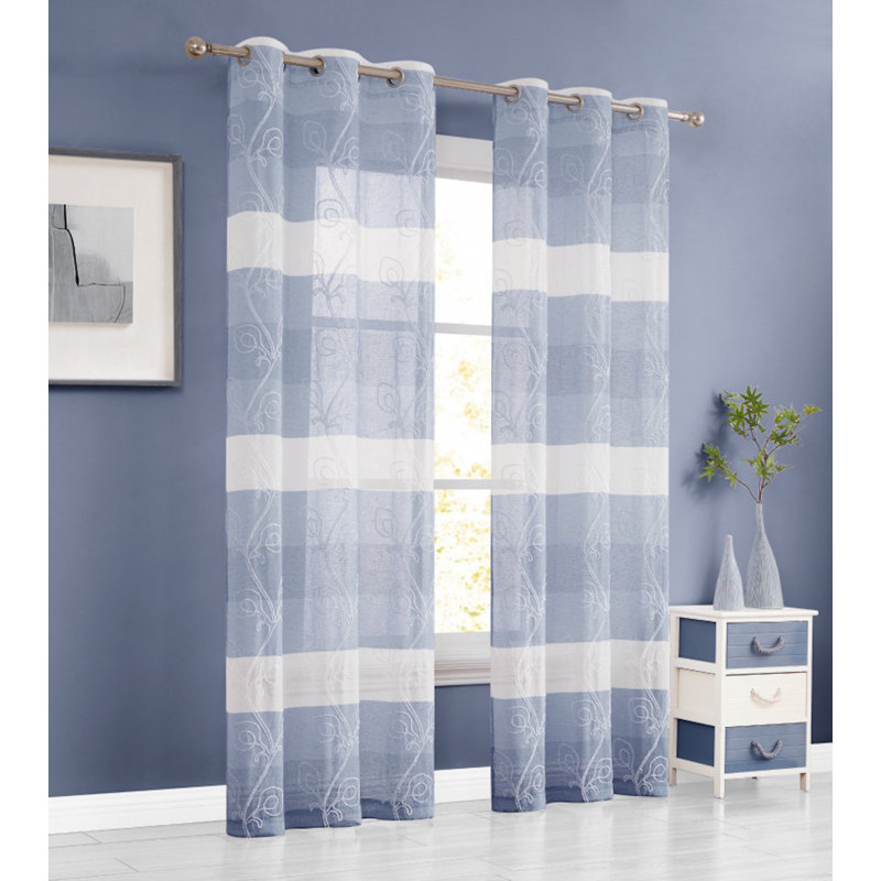 Panneaux de fenêtre Effrosyni, Bleu, L 76 po x L 96 po