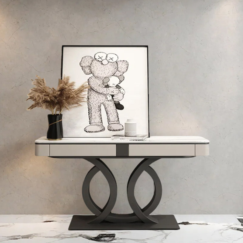 Console de luxe italienne, H 33,5 po x l 70,9 po x P 13,8 po, Noir