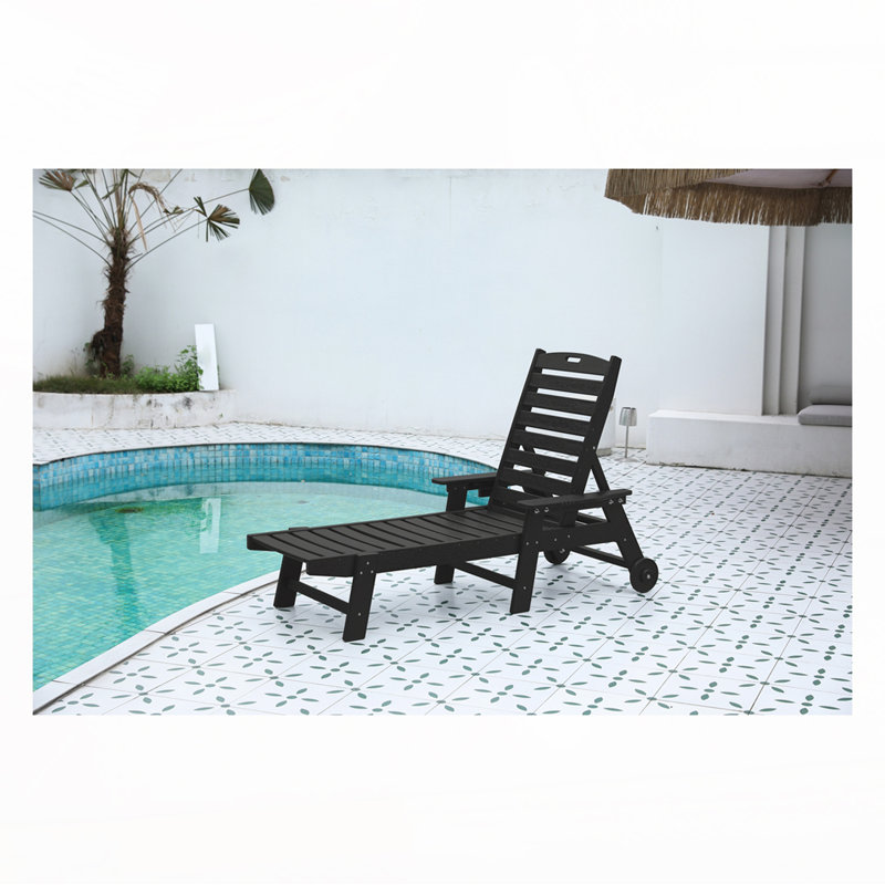 Rayan Patio Chaise Lounge with 5 Adjustable Positions, Black