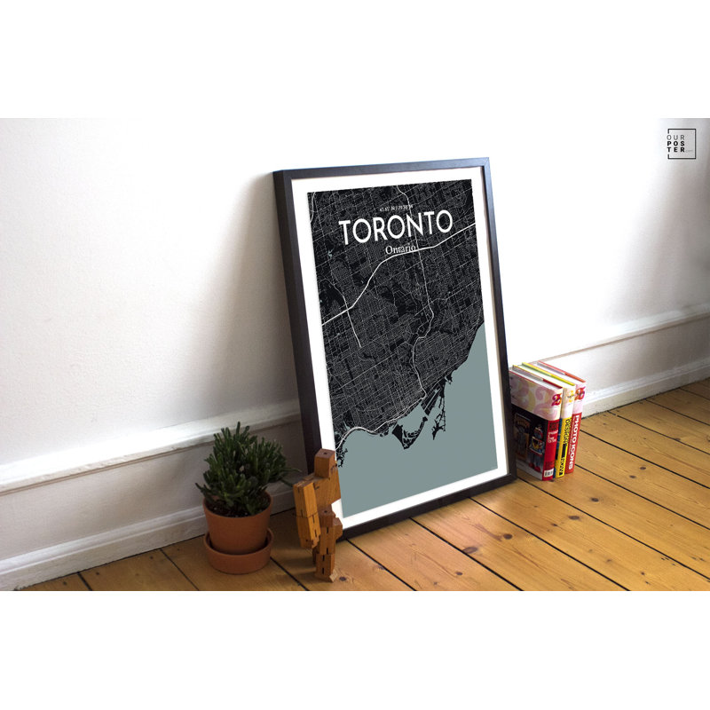 « toronto city map », reproduction d’impression sur affiche en minuit, H 17 po x l 11 po