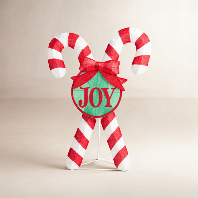35.5"H Lighted Christmas Candy Cane Outdoor Decor With 60 Warm White LED Lights (KD)