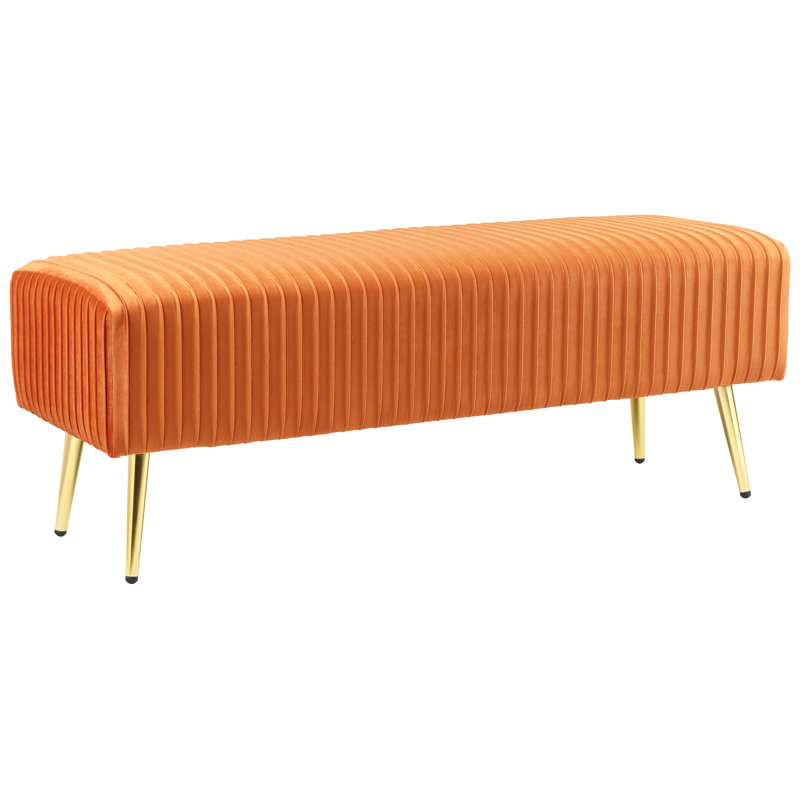 Mattawan Velvet Upholstered Bench, Orange