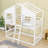 Twin Over Twin Wood House-Shaped Bunk Bed With Window Box, Roof, Door And Ladder-360163155