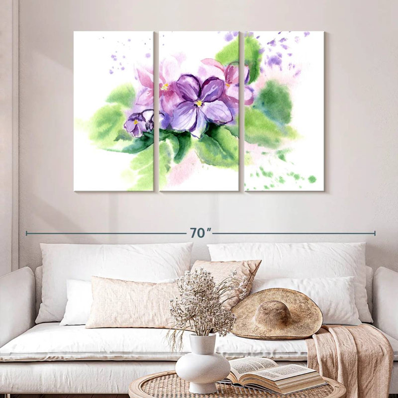 Violettes douces, H 24 po x l 38 po