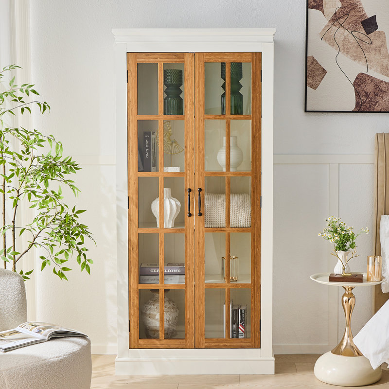 Deans avec 2 portes en verre, Brown+Cream White