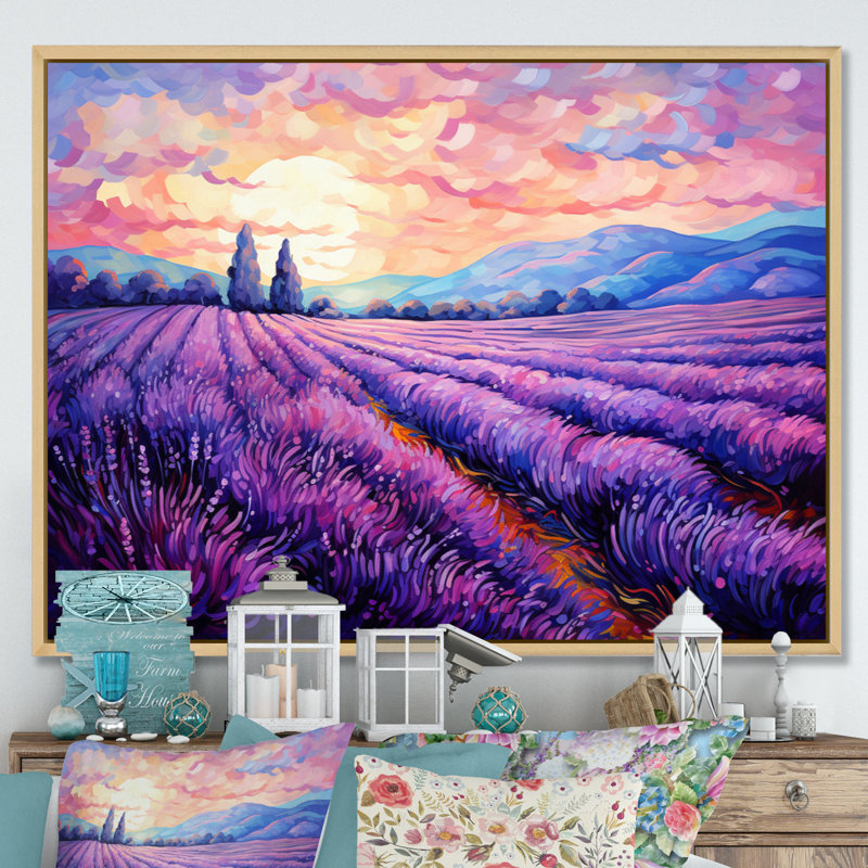 Vangogh Lavender Fields II - Vangogh, art mural sur toile par Vincent Van Gogh, peinture, H 24 po x l 32 po x P 1 po