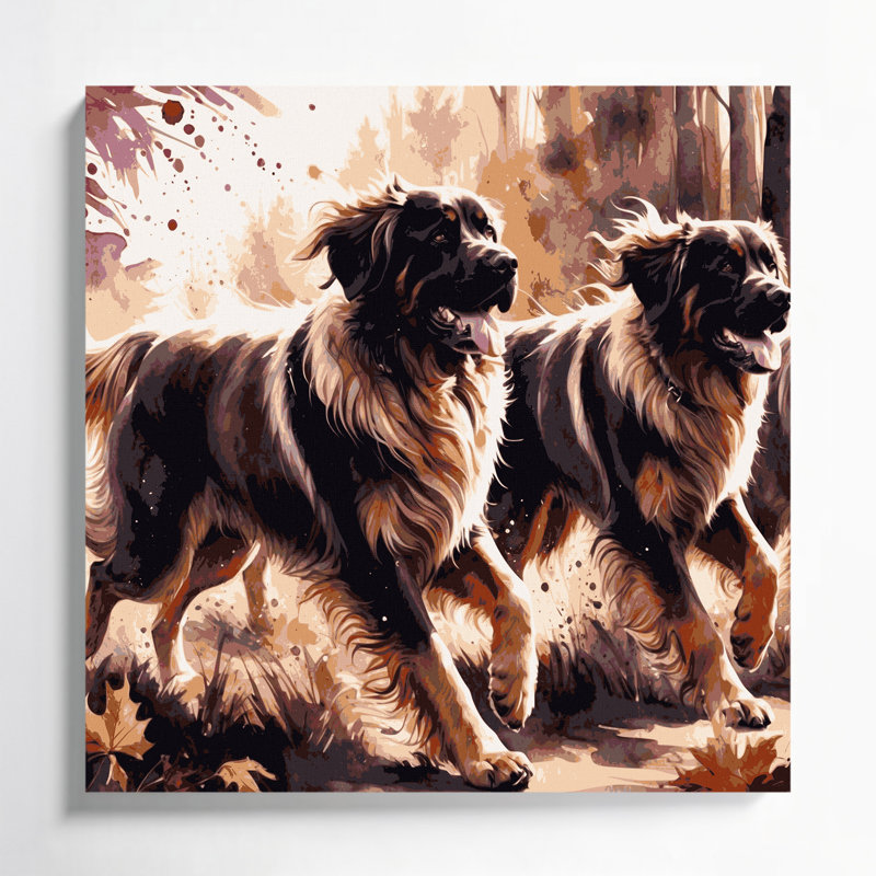 Dogs Leonberger Black Canvas Wall Art