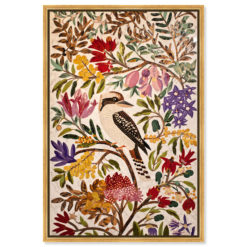 «Tile Paradise Botanical Decor», reproduction d'art sur toile par Art Remedy, H 24 po x l 16 po, Structure noire