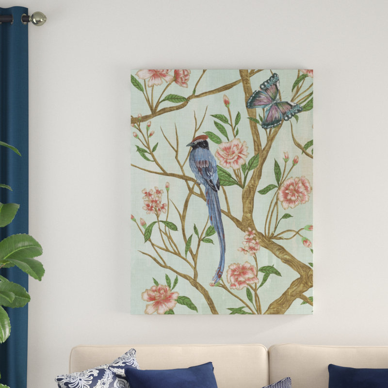 « délicat chinoiserie i », peinture sur toile tendue, H 32 po x l 24 po x P 2 po