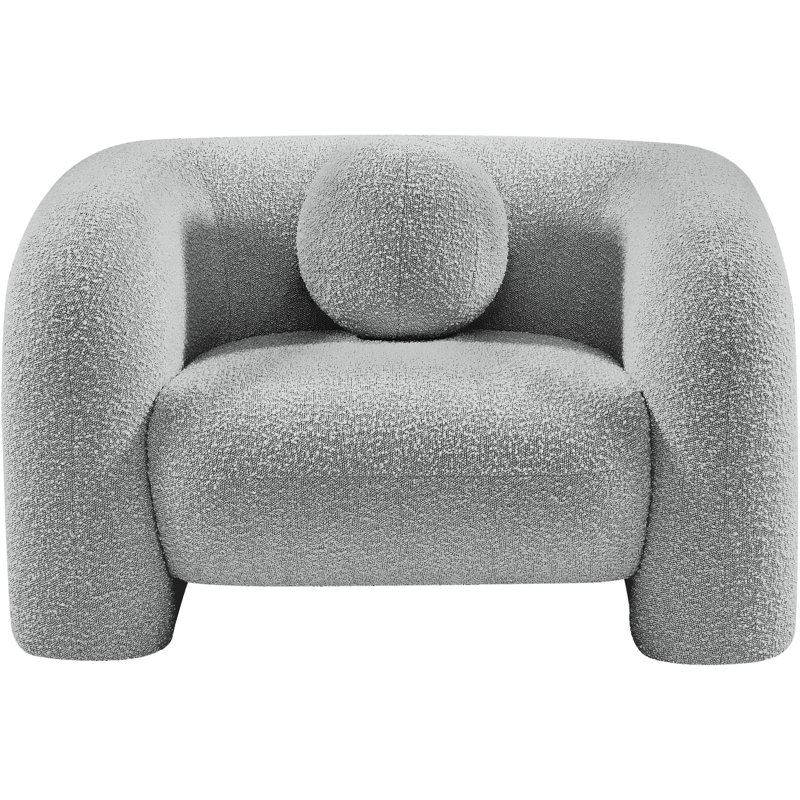 Izadora 44 inches W Boucle Fabric Chair, Gray Boucle Fabric