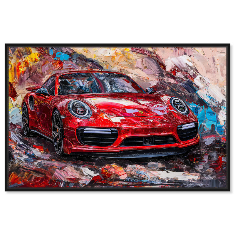 Peintures de voitures de luxe «Pulse» par Art Remedy, Cadre flottant noir, H 11 po x l 16 po x P 1,8 po