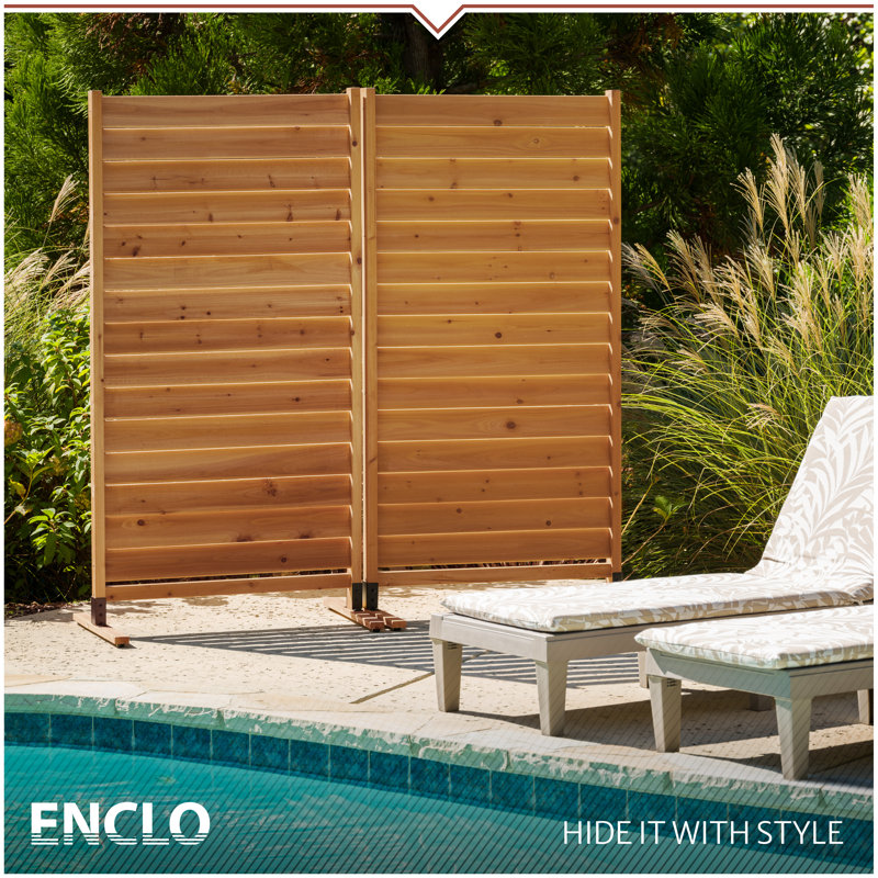 6.1ft H x 3.1ft W (1 Panel) Freestanding or Surface Mounted Enclo Sierra Privacy Screen, Wood Fence Screen, Outdoor or Indoor Decorative Privacy Panel, Great for Balcony, Patio, Deck, EC18031