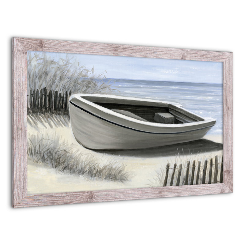Shored up bateau - peinture sur toile encadrée, Cadre photo blanc en acrylique