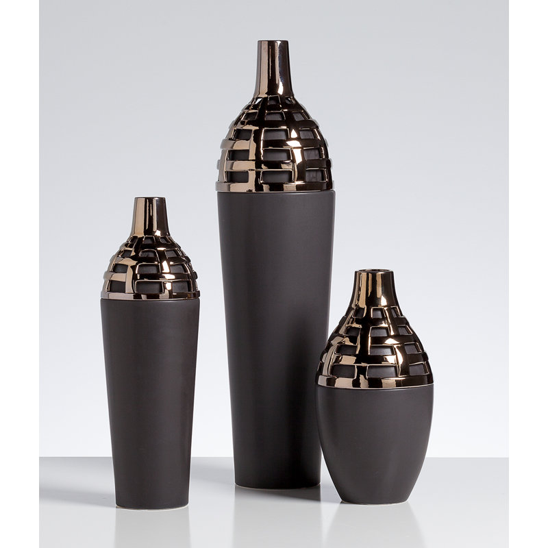 Cabell doré / céramique brune, H 16 po x l 5 po x P 5 po