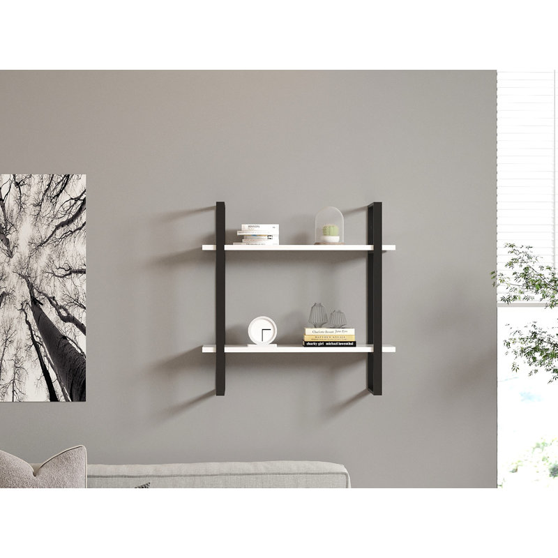 Tablette murale moderne, blanche, 27,6 po x 27,6 po x 8,7 po | 100% panneau de particules enduit de mélamine, épaisseur: 0,7 pouce | Design élégant et fonctionnel, idéal pour la maison ou le bureau, montage mural facile, concept industriel