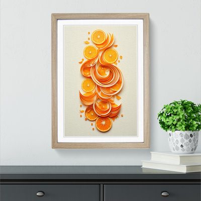 Sliced Orange Geometric - Single Picture Frame Print on Wood