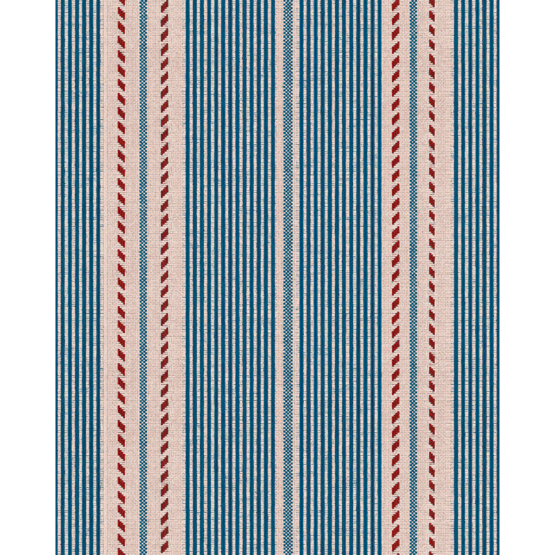 Tales Of Maghreb Striped Wallpaper Roll, Blue/Red/Taupe