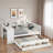 Wood Daybed With Trundle, Storage Drawers, Side Shelves And Desk-131898403-131898401