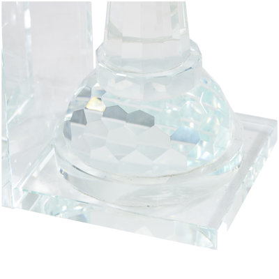 Crystal Oversized Chess Decorative Clear Bookends with Cut Crystal Designs Set