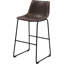 Brown And Black Armless Bar Stools  Pair  - Stylish Seating For Hangouts. Upholstered In Two-Tone Brown. Supportive Back Foot Support. Classic Industrial Design. Fits Various Hangout Areas. 39" H X