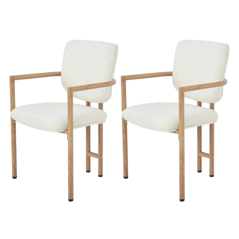 Boucle Upholstered Metal Armchair in Beige, 2
