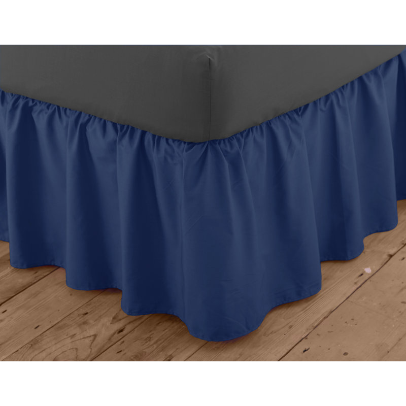 Margret Ruffled Bed Skirt, King (5'), Navy