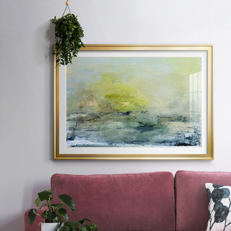 «Lightful», impression encadrée avec verre biseauté mat et verre, Or, H 27 po x l 39 po x P 1,5 po