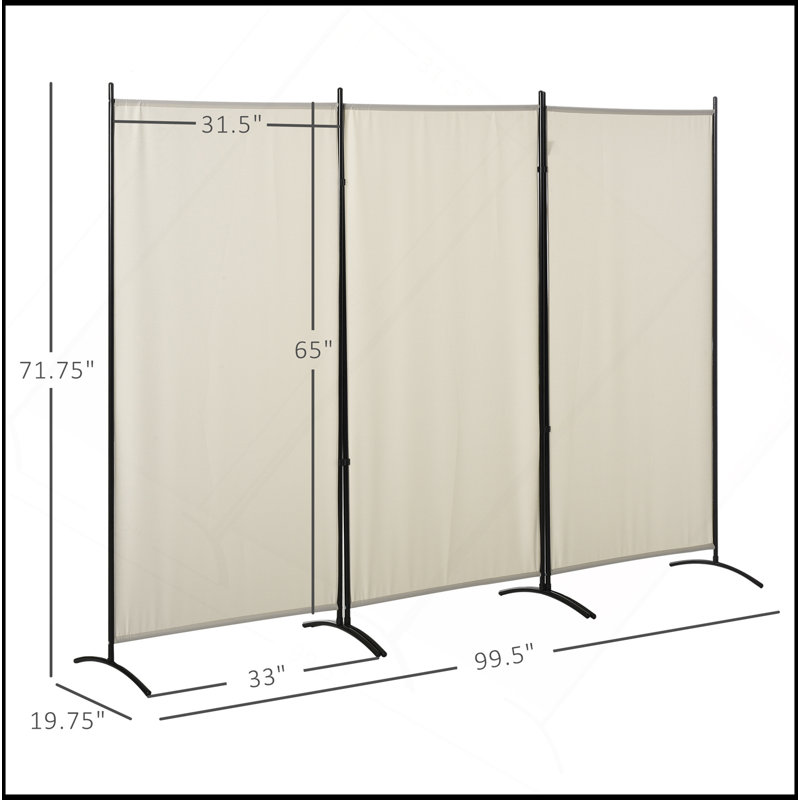 6' 3 Panel Room Divider, Indoor Privacy Screen For Home, Beige