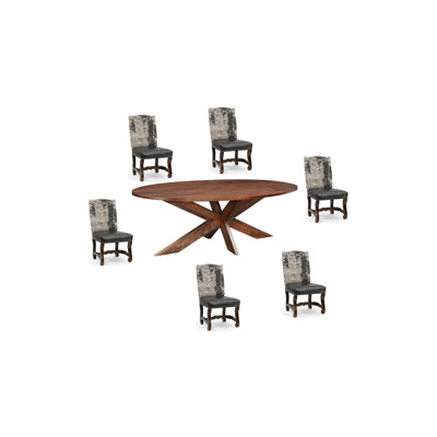 7-piece Live Edge Solid Wood Dining Set