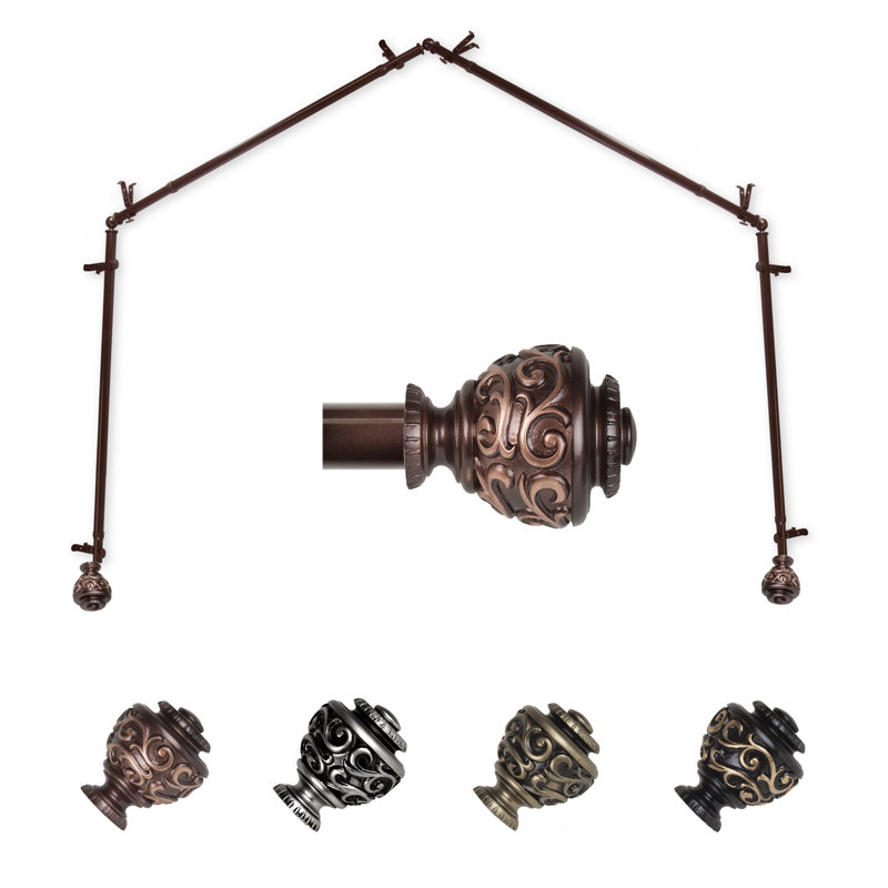Tringle à rideaux simple 4 côtés North, Cacao, 18 po à 28 po (chaque côté)